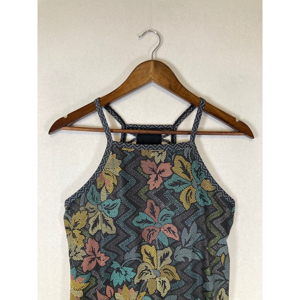 Boho Tropical‎ prAna Womens Small Black Floral Strappy Back Halter Mini Dress - Picture 4 of 9